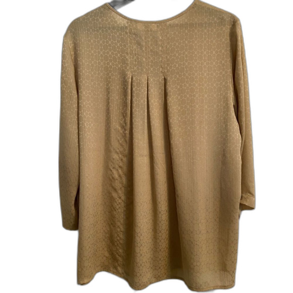 Chico's 2 L 12/14 Gold Tuxedo Front Blouse, Elegant, Textured, Art to Wear UB34 - Picture 5 of 8